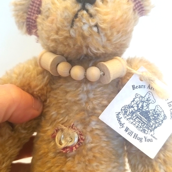 NEW Teddy Bear Plush Doll by UNIPAK with Wooden Necklace - Picture 5 of 11